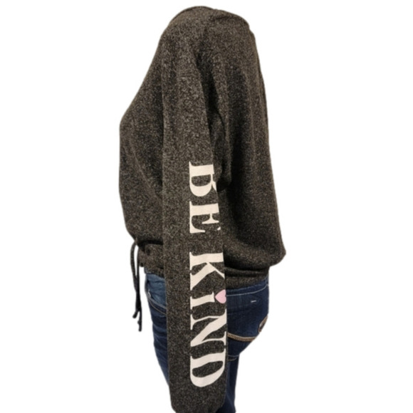 STREETWEAR Dark Gray Society Cropped Sweatshirt With Be Kind Graphic size M - Picture 2 of 8